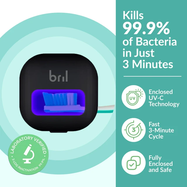 Alt view image 2 of 7 - UV-C Toothbrush Sanitizer and Holder, Wall Mounted, Rechargeable | 30-Day Battery, Magnetic Wall Mount, Fits Electric and Manual Brushes, Portable Travel Case, Auto-Shutoff