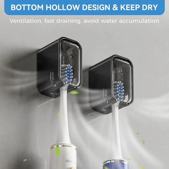 Alt view image 3 of 7 - Toothbrush Holders for Bathrooms with Innovation Single Slot 2PCS | Toothbrush Holder Wall Mounted with Cover for Shower, Single Toothbrush Dispenser Storage Organizer for Family & Travel
