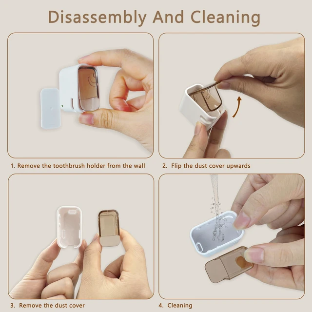 Alt view image 7 of 7 - 2PCS Toothbrush Holders Wall Mounted with Cover Tooth Brush Holder | Wall Toothbrush Holders for Bathrooms Shower Single Toothbrush Organizer for Travel and Home