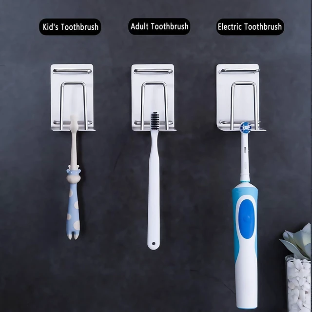 Alt view image 3 of 7 - 2 Pack Toothbrush Holder 304 Stainless Steel Adhesive Wall Mounted 3 in 1 with Toothbrush Holder Toothpaste Holder and Cup Holder for Bathroom Shower