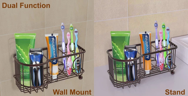 Alt view image 2 of 6 - 6 Slots Toothbrush Holder Adhesive Wall Organizer, Bronze