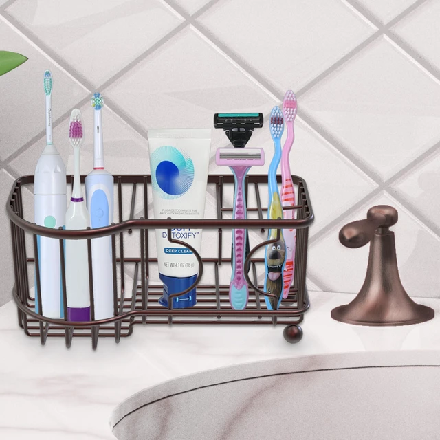Alt view image 6 of 6 - 6 Slots Toothbrush Holder Adhesive Wall Organizer, Bronze