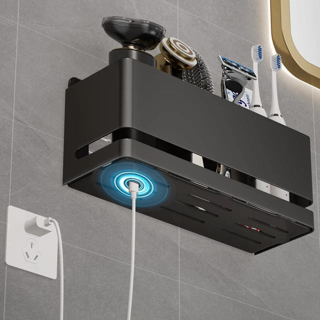 Alt view image 3 of 7 - Electric Toothbrush Holder, Toothbrush Holders wall Mounted3 Slot | Aluminum toothbrush holder, drill-free, 3-slot storage; suitable for use in bathrooms, kitchens, and studies.