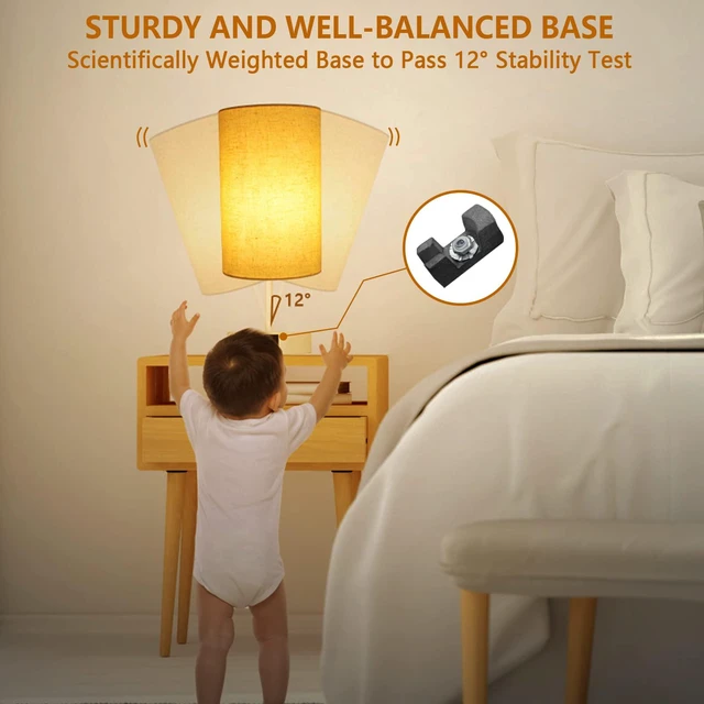 Alt view image 4 of 7 - 17.75" Touch 3-Way Dimmable Bedside Table Lamp with Charging Station | Touch control, 3-way dimming, USB-A USB-C & AC outlet, modern white linen shade for bedroom nightstand or office desk decor