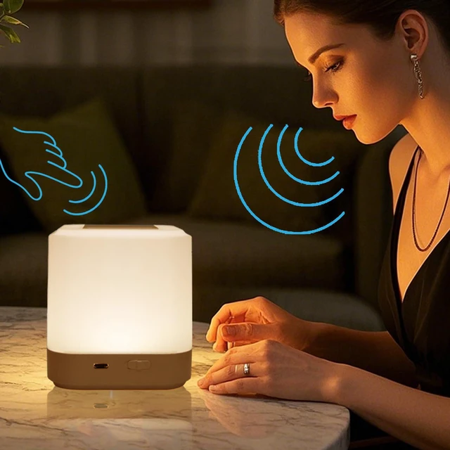 Alt view image 2 of 7 - Bedside Touch Lamp for Nightstand, Speech Control Smart Night Light, Touch Control Bedrooms Rechargeable Night Light,Eye Caring Battery Dimmable Night Lamp for Nursery Kids & Adult