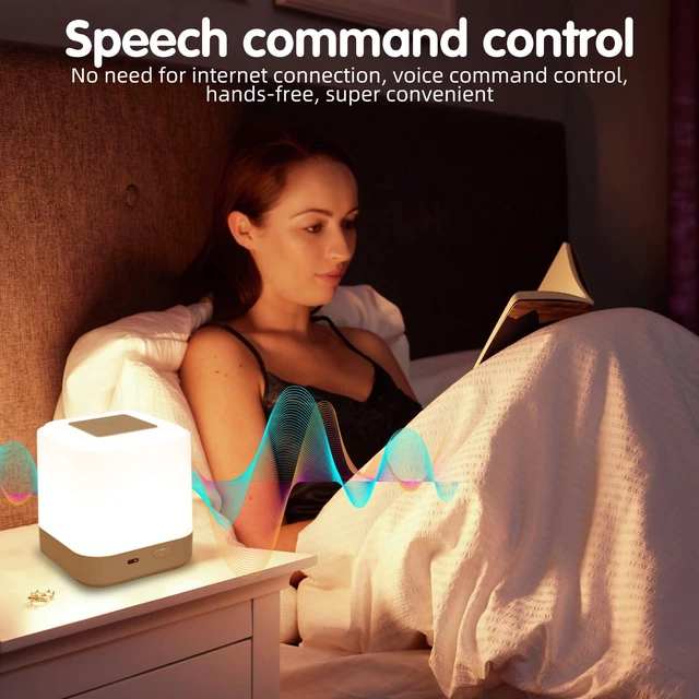 Alt view image 5 of 7 - Bedside Touch Lamp for Nightstand, Speech Control Smart Night Light, Touch Control Bedrooms Rechargeable Night Light,Eye Caring Battery Dimmable Night Lamp for Nursery Kids & Adult