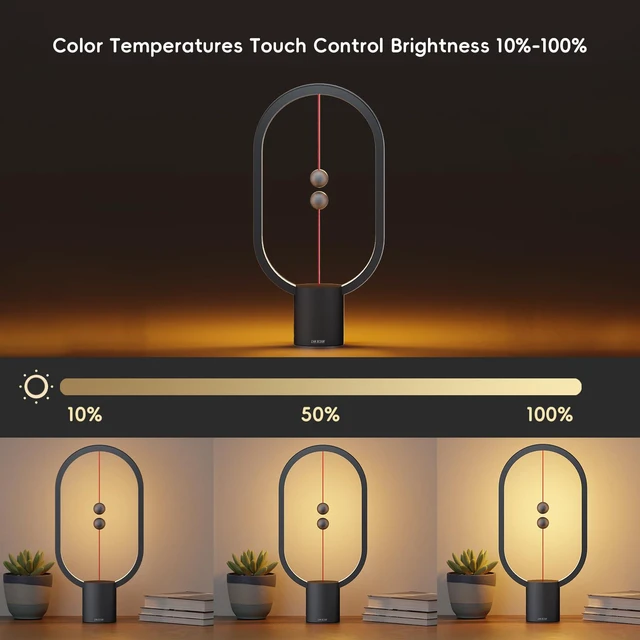 Alt view image 5 of 7 - Table Lamp for Bedroom - Balance Lamp,Bedside Lamp with Touch Dimmer,Nightstand Lamp,3 Level Brightness Rechargered Night Light for Home,Office,College Dorm (Black)