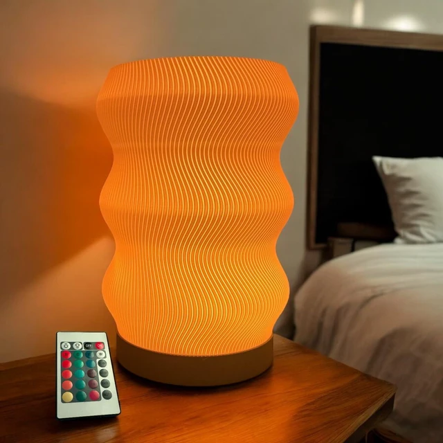Main image of Wave Table Lamp - Modern Bedside Light for Bedroom, Desk, Nightstand, or Office - Mood Lighting Lamp - Eco-Friendly Gift Idea - Unique Home Decor - LED Night Light