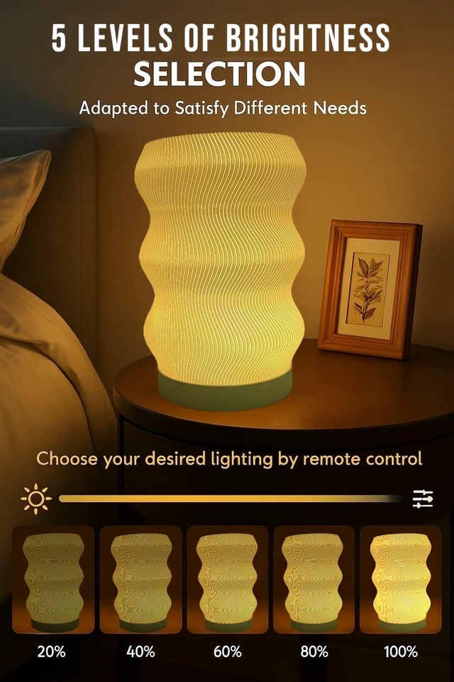 Alt view image 4 of 7 - Wave Table Lamp - Modern Bedside Light for Bedroom, Desk, Nightstand, or Office - Mood Lighting Lamp - Eco-Friendly Gift Idea - Unique Home Decor - LED Night Light