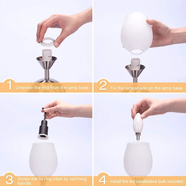 Alt view image 6 of 7 - Small Touch Lamp for Bedroom Nightstand, 3-Way Dimmable Bedside Lamps Opal Glass Desk Lamp Silver Base, Tiny Table Lamp for Small Spaces Ambient Lighting for Living Room, E12 Bulb Included