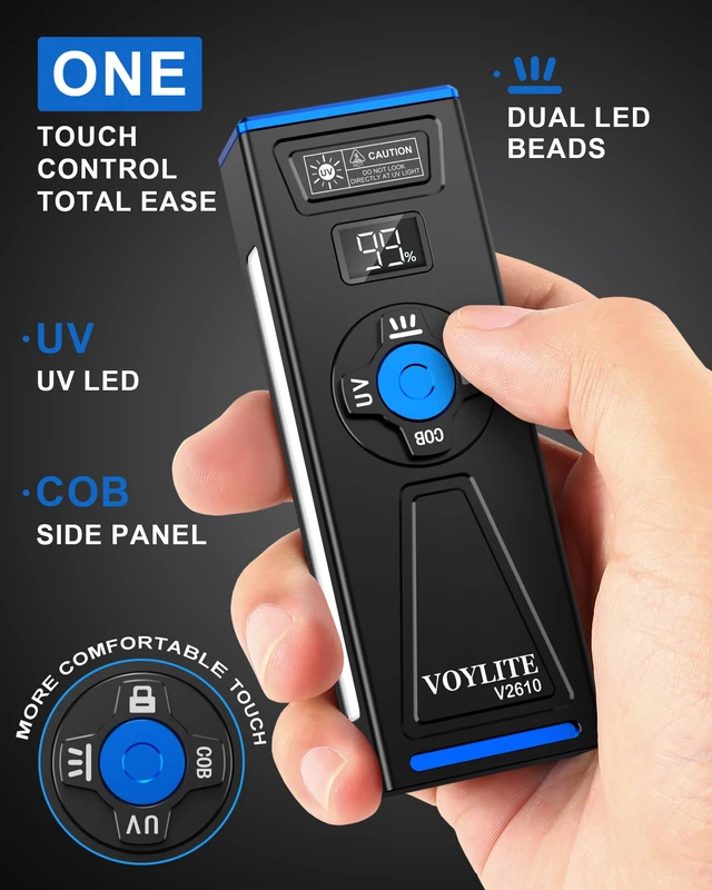 Alt view image 5 of 7 - Rechargeable EDC Flat Flashlight 2000 High Lumens with Magnetic | RGB, UV and White LED Combo, Portable Pocket IPX6 Flashlights, Triple Sources for Outdoors Emergency Working
