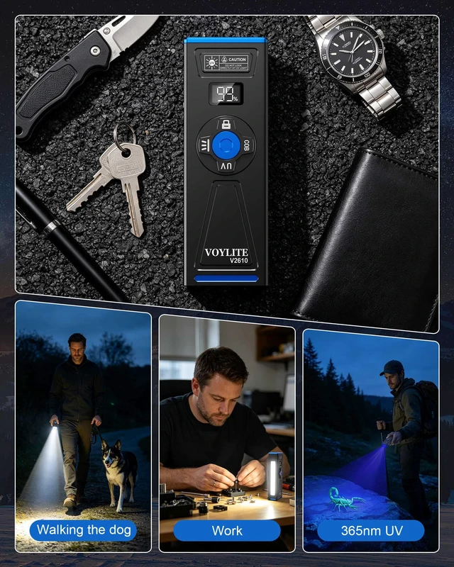Alt view image 4 of 7 - Rechargeable EDC Flat Flashlight 2000 High Lumens with Magnetic | RGB, UV and White LED Combo, Portable Pocket IPX6 Flashlights, Triple Sources for Outdoors Emergency Working