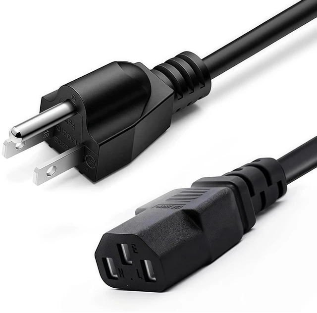 Main image of 3 Prong AC Power Cable 1.5m, 5 Feet 125 Volts 10 Amps Power Cord | Made for Electronics, Dekstop PC, TV, Computer, Printer, Radio, Monitor, Sceptre, Samsung, Dell, Panasonic, Vizio, LG, Asus
