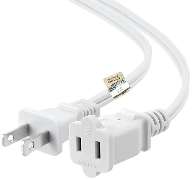 Main image of US AC Power Extension Cable Cord 2-Prong Polarized | Male to Female Extension Cord for NEMA 1-15P to NEMA 1-15R (3 ft)