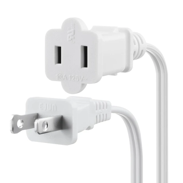 Alt view image 3 of 7 - US AC Power Extension Cable Cord 2-Prong Polarized | Male to Female Extension Cord for NEMA 1-15P to NEMA 1-15R (3 ft)