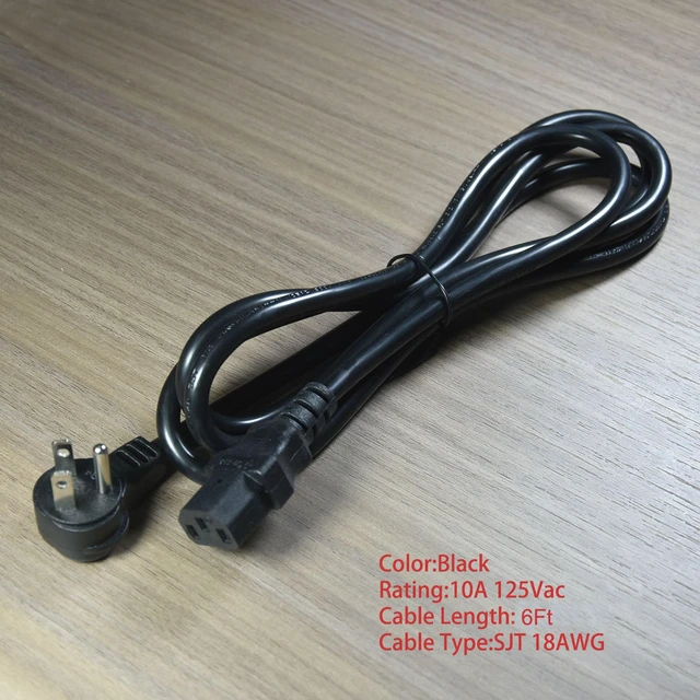 Alt view image 4 of 4 - 6FT Computer Monitor Power Cord, Black, NEMA 5-15P to C13 | Low Profile Flat Plug, 10A 125V, 18AWG, Compatible with Printer/TV/PC, 3 Prong AC