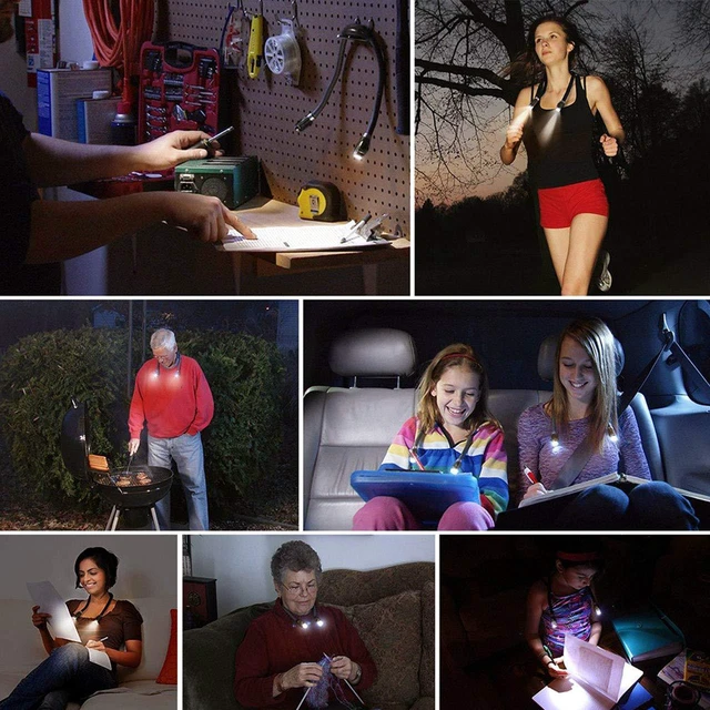 Alt view image 7 of 7 - Book Light, Rechargeable LED Hug light, Neck Hug Reading Lights for Bed Reading, Hands Free Flexible Arm, Soft Silicone Arms Comfortable Wear, Perfect for Bookworms Kids Crafts Knitting Travel, BBQ