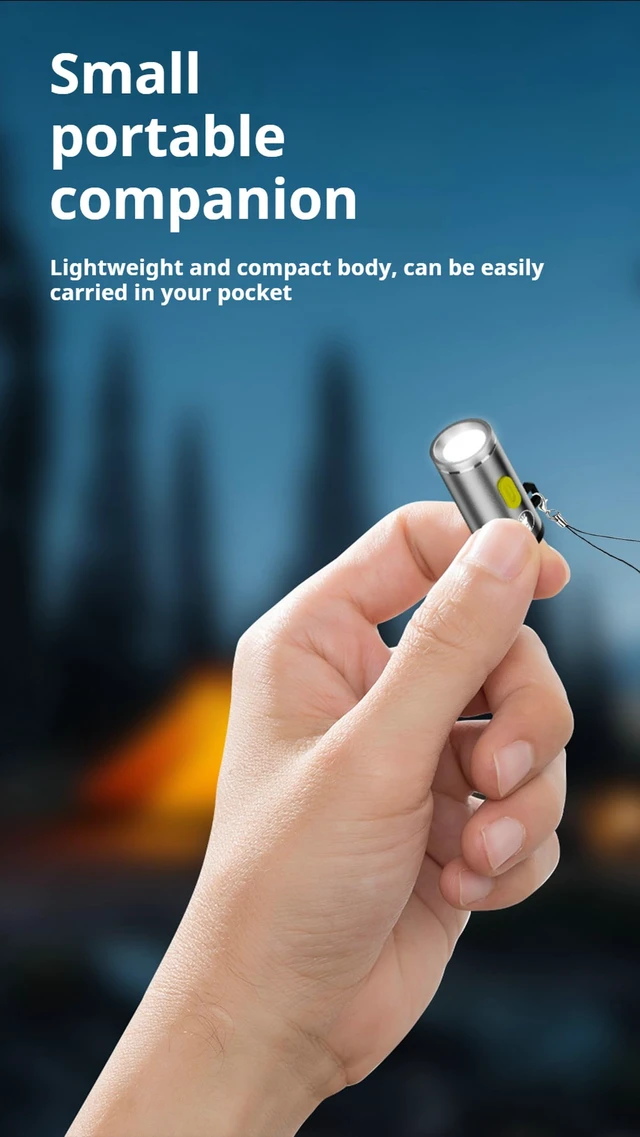 Alt view image 4 of 7 - USB C Mini Glare Torch USB Type C Emergency Llluminated Lamp, 5V 1W, Aluminium Alloy, Shell with Keychain Lanyard, for Camping Outdoor, 2Pcs