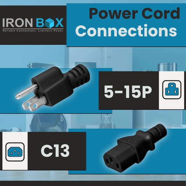 Alt view image 2 of 7 - Electric - Heavy-Duty 5-15P to C13 Power Cord - 3 Prong 15A 125V 14/3 SJT PC Cable - Cord for Computer, Monitor, Subwoofer, Amplifier - Cable for Power Supply - (Black 3 Foot)