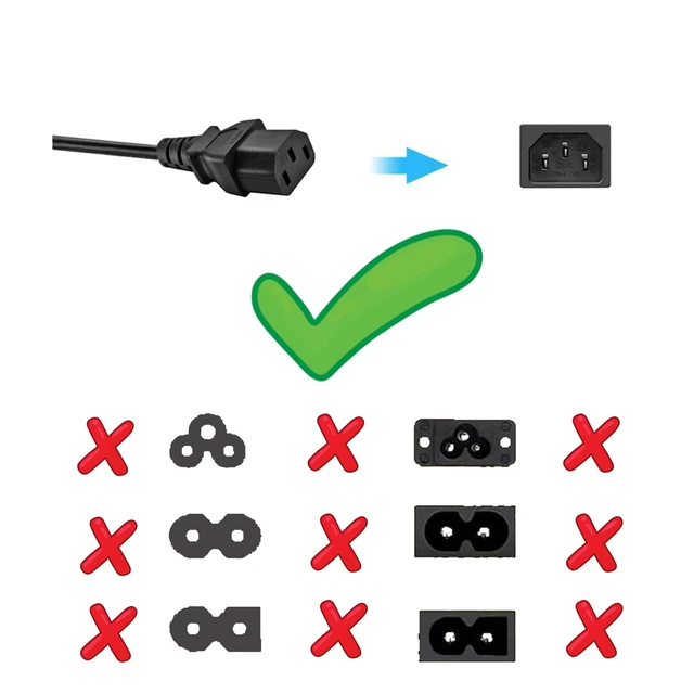 Alt view image 3 of 6 - C13 Power Cord Replacement for Epson, Optoma, ViewSonic, NEC Projector and TV Computer Monitor -18 AWG, 3 Prong Plug, 6 FT