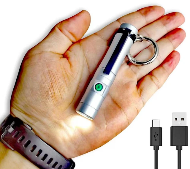 Main image of Mini Rechargeable Keychain Flashlight USB C Bright Key Light Portable Pocket Flashlight for EDC,Dog Walking, Hiking,Camping,Emergency(Silver)