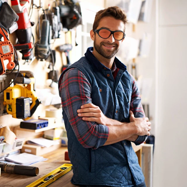 Alt view image 2 of 7 - Professional UV Light Safety Glasses for 90nm-490nm wavelength UV lamps, UVC protective glasses, blocking blue light , Anti-Fatigue Anti Glare, shatterproof, anti-scratch and anti-fog, orange lenses