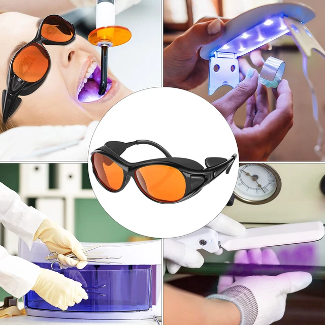Alt view image 4 of 7 - Professional UV Light Safety Glasses for 90nm-490nm wavelength UV lamps, UVC protective glasses, blocking blue light , Anti-Fatigue Anti Glare, shatterproof, anti-scratch and anti-fog, orange lenses