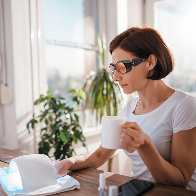 Alt view image 5 of 7 - Professional UV Light Safety Glasses for 90nm-490nm wavelength UV lamps, UVC protective glasses, blocking blue light , Anti-Fatigue Anti Glare, shatterproof, anti-scratch and anti-fog, orange lenses