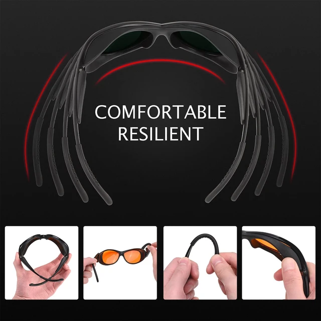 Alt view image 6 of 7 - Professional UV Light Safety Glasses for 90nm-490nm wavelength UV lamps, UVC protective glasses, blocking blue light , Anti-Fatigue Anti Glare, shatterproof, anti-scratch and anti-fog, orange lenses