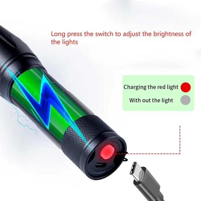 Alt view image 6 of 7 - Red Flashlight RechargeableGreen Light FlashlightBlue Light flashlightsBlood Lights for Observation, 4 in 1 White Lights and Red lamp and Blue Lamp and Green Lamps 4 Modes.
