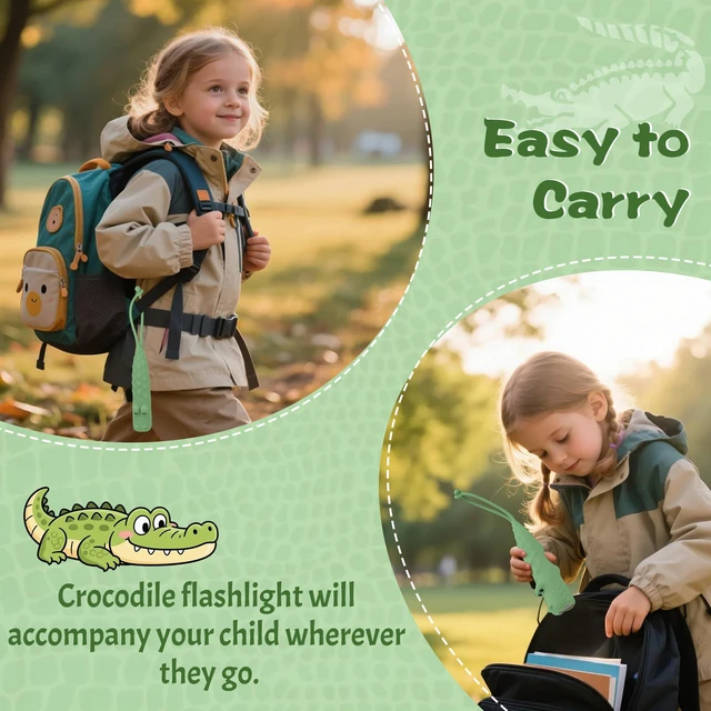 Alt view image 2 of 7 - Kids Silicone Flashlight, Dimmable Flashlight for Toddlers Kids Boys Girls, Rechargeable Hanging Night Light for Camping, Night Walks and Home Use, Fun Animal Themed Portable Torch