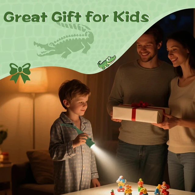 Alt view image 7 of 7 - Kids Silicone Flashlight, Dimmable Flashlight for Toddlers Kids Boys Girls, Rechargeable Hanging Night Light for Camping, Night Walks and Home Use, Fun Animal Themed Portable Torch