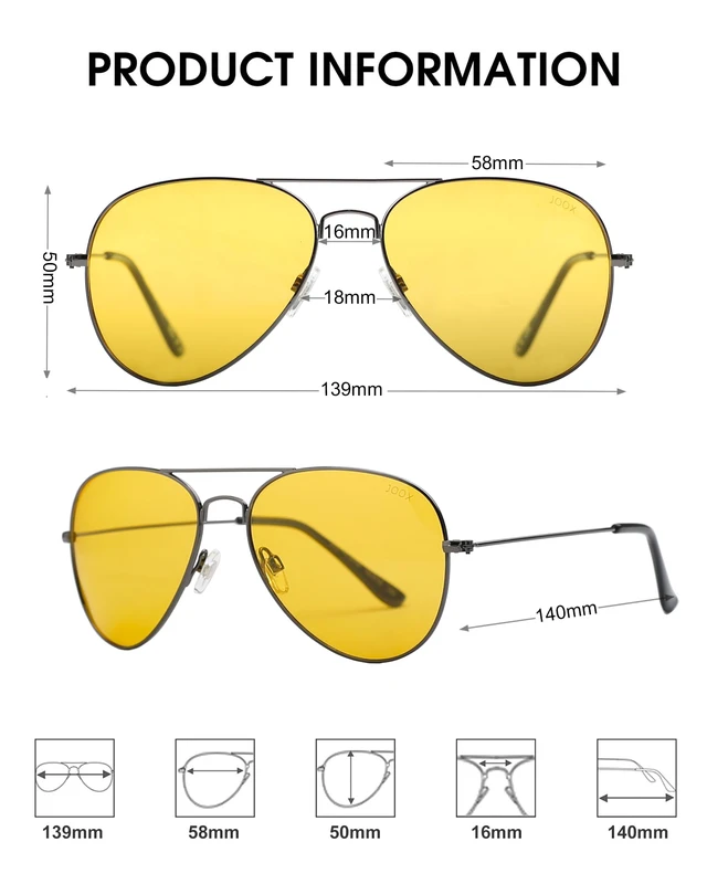 Alt view image 3 of 6 - Night Vision Glasses for Men Women Anti Glare JX2775 | UV400 Protection,Reduce Harsh Glare,Boost Low Light Visibility,Enhance Contrast, Driving Rain Fog Snowy