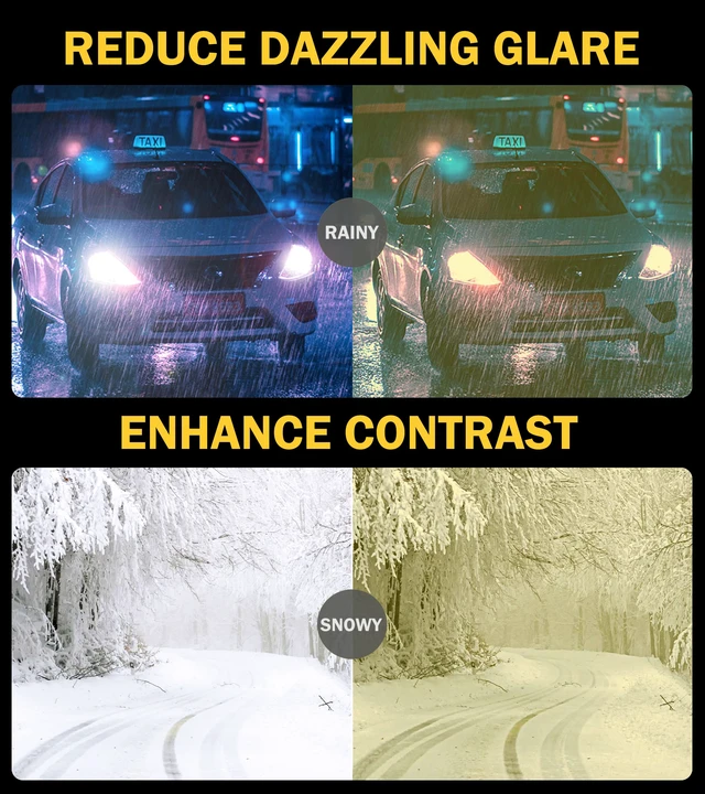 Alt view image 4 of 6 - Night Vision Glasses for Men Women Anti Glare JX2775 | UV400 Protection,Reduce Harsh Glare,Boost Low Light Visibility,Enhance Contrast, Driving Rain Fog Snowy