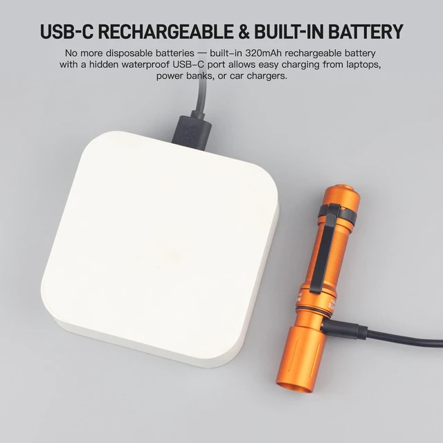 Alt view image 7 of 7 - Archer Mini EDC Flashlight, USB-C Rechargeable Pocket Flashlights 405 Lumens, IPX8 Waterproof Mini Penlight with Clip for Everyday Carry, Inspection and Emergency Use
