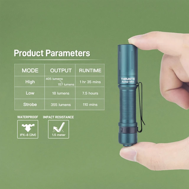 Alt view image 3 of 7 - Archer Mini EDC Flashlight, USB-C Rechargeable Pocket Flashlights 405 Lumens, IPX8 Waterproof Mini Penlight with Clip for Everyday Carry, Inspection and Emergency Use
