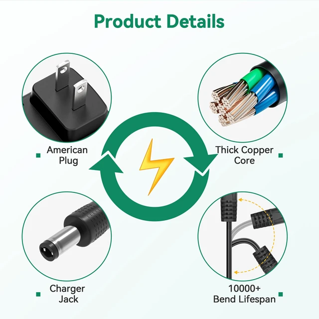 Alt view image 3 of 5 - 12V AC Adapter Charger Compatible with Getac Z710 ZX70 Basic Series 7" Android Tablet PC Power Supply Cord Mains PSU