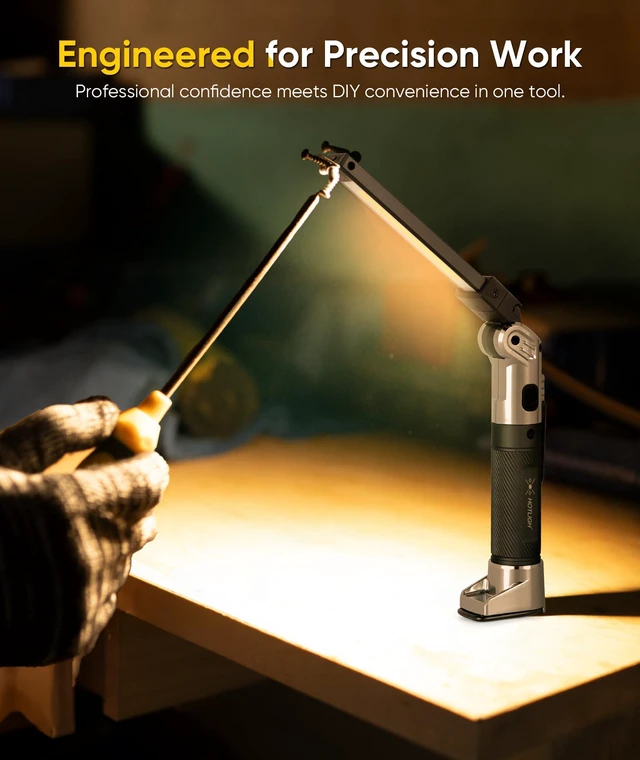Alt view image 4 of 6 - Rechargeable Work Light - 1200 Lumens Magnetic Flashlight, 4000mAh Magnetic Work Light, 3 Lighting Modes Mechanic Light with Hooks for Car Repairing/Workshop/Inspection, 1 Pack