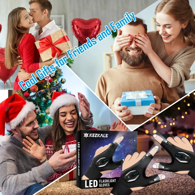 Alt view image 2 of 7 - Stocking Stuffers for Adults Men Rechargeable Flashlight Gloves | Anniversary Birthday Gifts for Men Dad Him, Gifts for Men Who Have Everything, LED Glove for Hunting Fishing Repairing Gadget