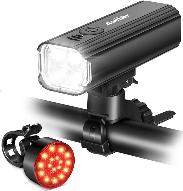Main image of 1000 Lumens Super Bright Bike Lights for Night Riding, Type-C USB Rechargeable Bike Light Front and Back, 4 Light Modes, Waterproof Bicycle Headlight & Rear Taillight for Road Commuter Cycling
