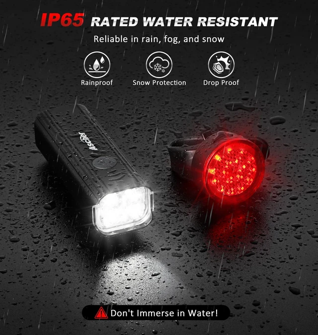 Alt view image 4 of 7 - 1000 Lumens Super Bright Bike Lights for Night Riding, Type-C USB Rechargeable Bike Light Front and Back, 4 Light Modes, Waterproof Bicycle Headlight & Rear Taillight for Road Commuter Cycling