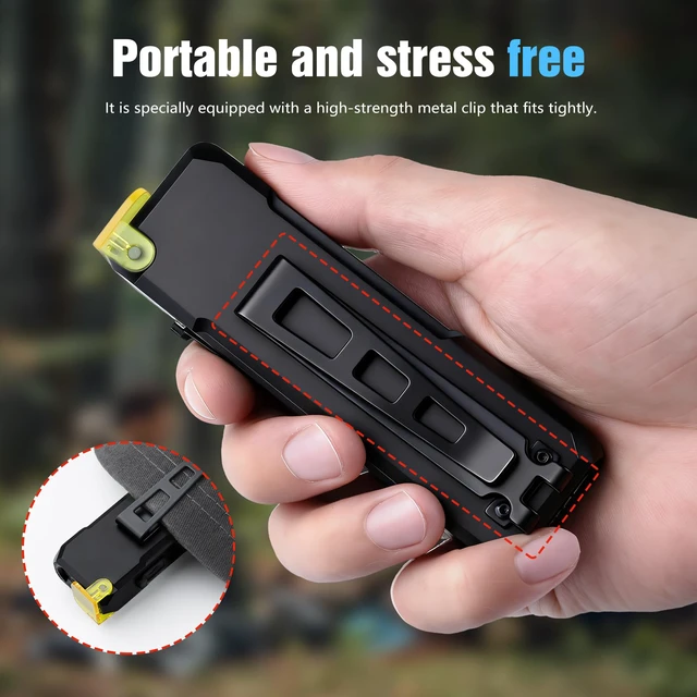Alt view image 7 of 7 - EDC Rechargeable Flat Flashlight 1000 Lumens White LED/UV/RGB Ambient Signaling Flashlights, Magnetic Clip on Pocket Light for Outdoors, Emergency, Working (1, Black, Compact)
