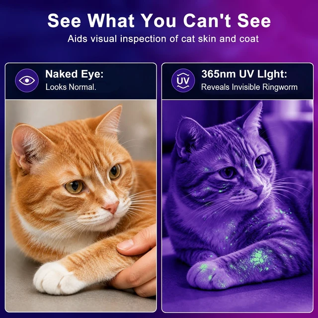 Alt view image 5 of 7 - 365nm UV Flashlight for Pet: 99% Enhance Hidden Stain Detection Rate | 40CM Wide Beam & UV Filter Deliver 10x Clearer Contrast - Reveals 0.1CM Dried Pets Urine on Carpet - No Missed Pinpoint Odor