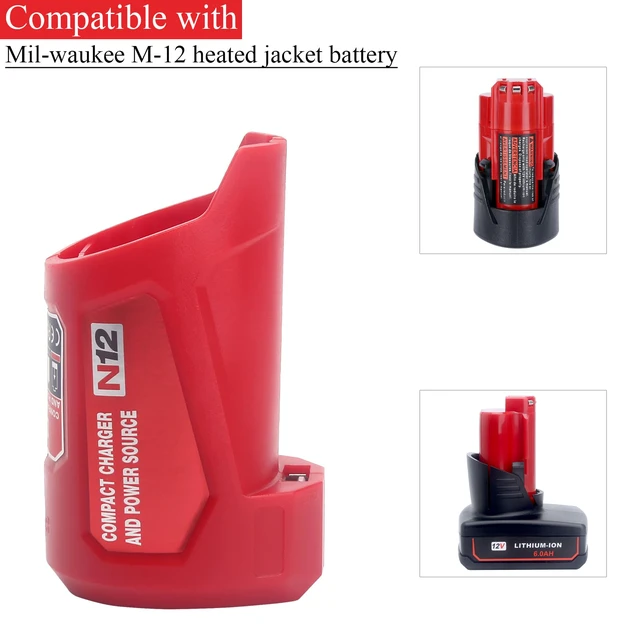 Alt view image 2 of 7 - Compatible with Mil-Waukee 12V Battery Charger and Portable Power Source Adapter 48-59-1201, 49-24-2310 Compatible with Mil-Waukee 12 Volt Heated Jacket Battery (USB Charger Adapter-ONLY)