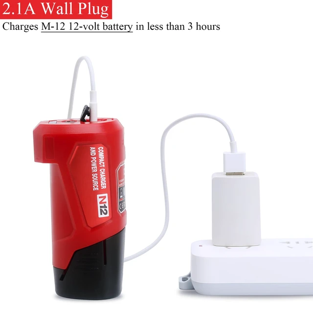 Alt view image 3 of 7 - Compatible with Mil-Waukee 12V Battery Charger and Portable Power Source Adapter 48-59-1201, 49-24-2310 Compatible with Mil-Waukee 12 Volt Heated Jacket Battery (USB Charger Adapter-ONLY)