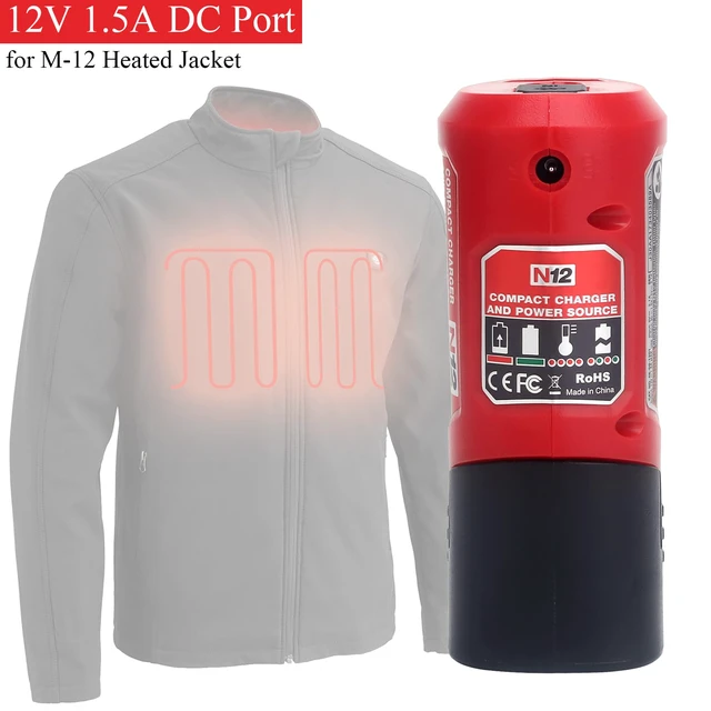 Alt view image 5 of 7 - Compatible with Mil-Waukee 12V Battery Charger and Portable Power Source Adapter 48-59-1201, 49-24-2310 Compatible with Mil-Waukee 12 Volt Heated Jacket Battery (USB Charger Adapter-ONLY)