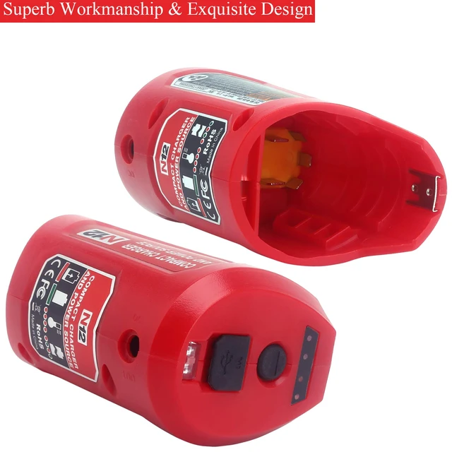 Alt view image 6 of 7 - Compatible with Mil-Waukee 12V Battery Charger and Portable Power Source Adapter 48-59-1201, 49-24-2310 Compatible with Mil-Waukee 12 Volt Heated Jacket Battery (USB Charger Adapter-ONLY)