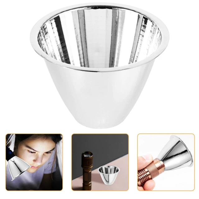 Alt view image 7 of 7 - Led Flashlight Reflector Cup Spotlight Replacement Reflector Accessory Part Metal Flashlight Cup Light Fixture Shade for Outdoor Camping 2.95X2.04X0.82 in