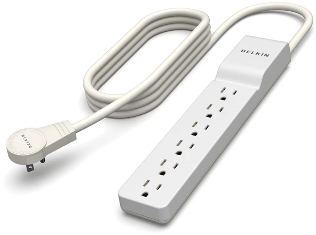 Main image of 6-Outlet Surge Protector Power Strip, 720J, 6ft Cord, Rotating Plug | computer surge protector, rotating plug, home office, desktop computer, TV, gaming setup, extension cord