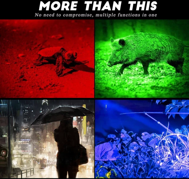 Alt view image 4 of 6 - RGBW 4 Modes Flashlight, Red Green Blue White Light Options | Zoomable & Memory Function | Multi-Color Changing | Compact, Weatherproof for Night Vision | No Battery Included